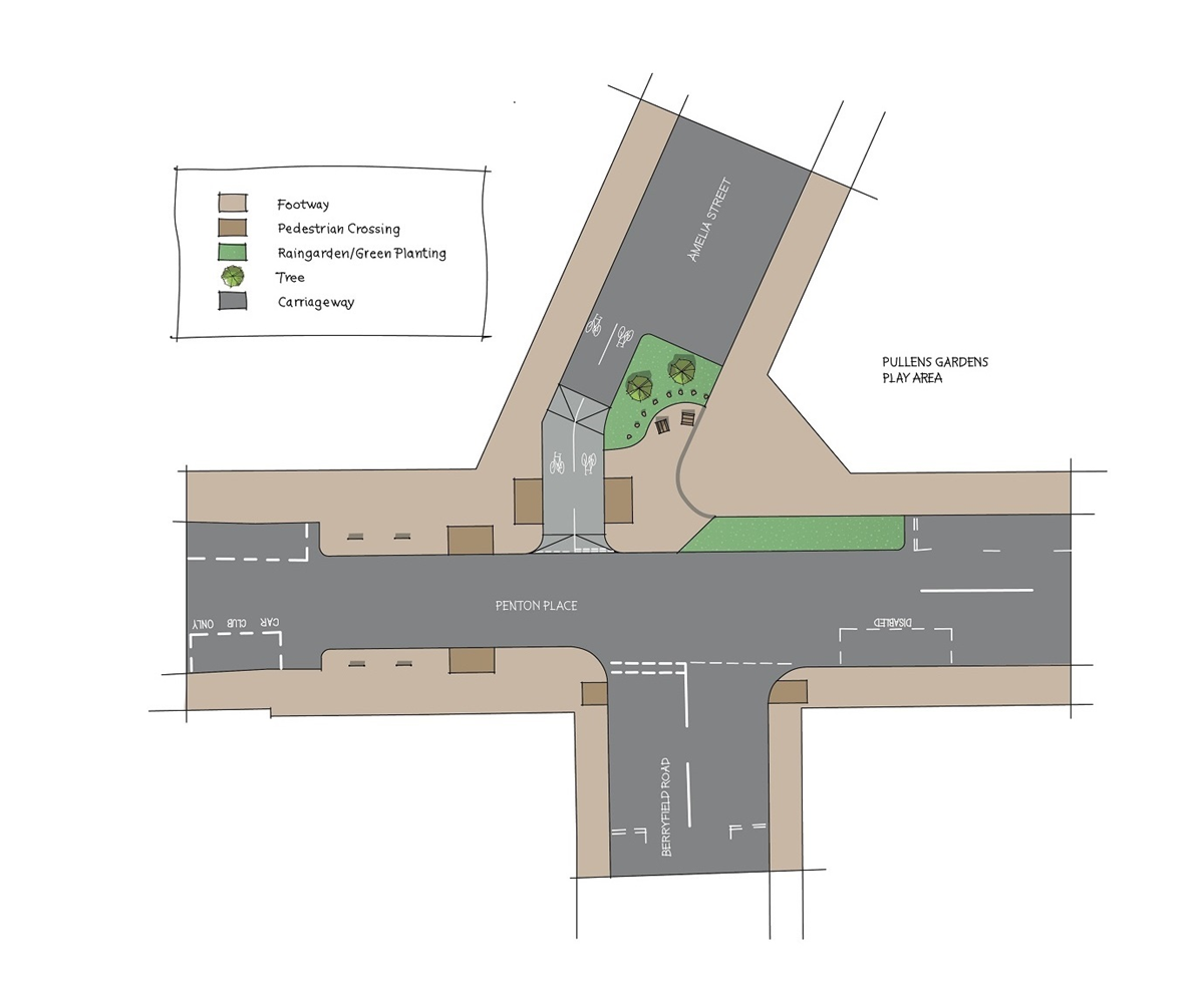 Amelia Street Pocket Park map